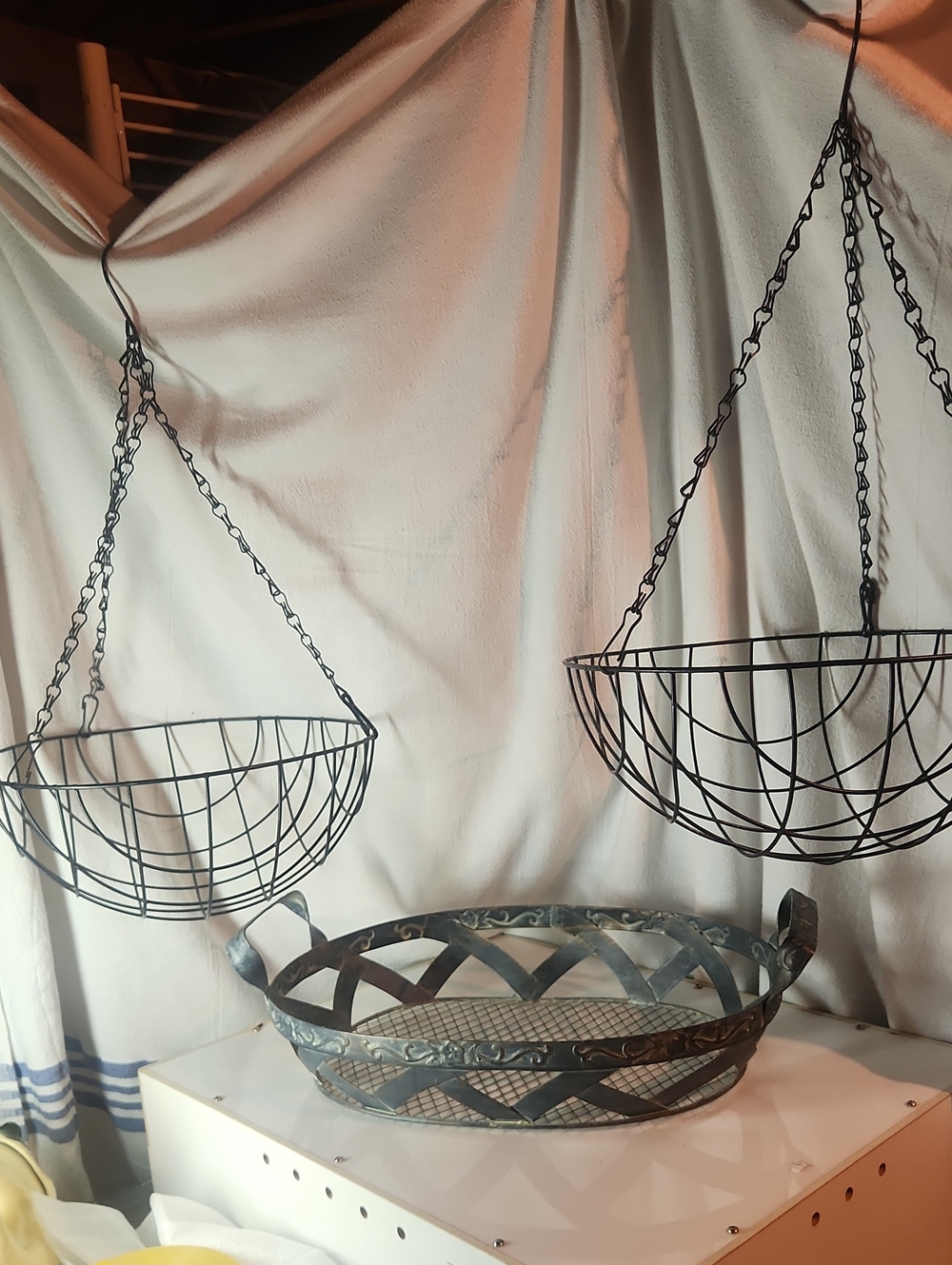 Black Metal Hanging Basket and Tray Set - Home Accents